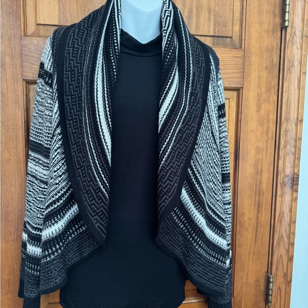 Charter Club Black and White Knit Cardigan